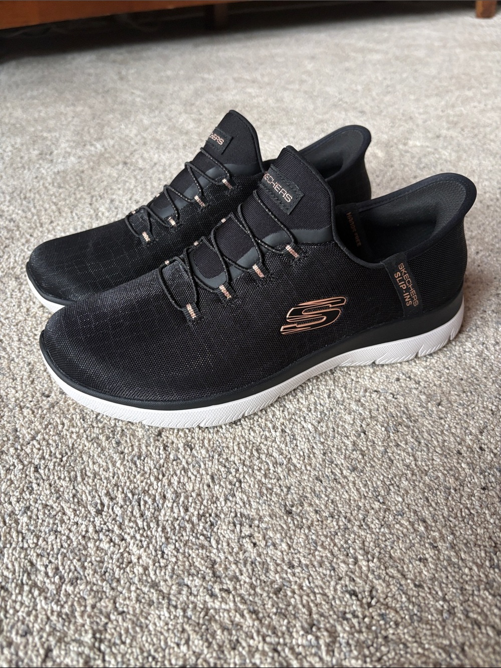 Skechers Men's Black Sneakers with Rose Gold Accents